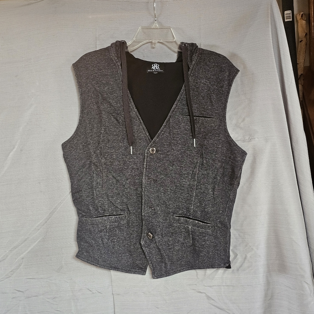 Rock & Republic Gray Sleeveless Hoodie Vest